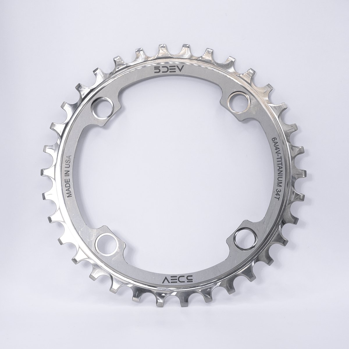 5Dev 104 BCD Titanium Chainring - 32T - Raw/Silver - The Lost Co. - 5Dev - CRT - 32T - 104BCD - T51 - B - FD2360 -
