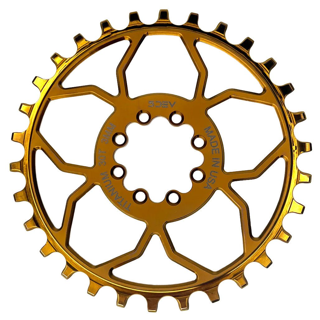 5Dev Titanium Chainring - SRAM 8 - Bolt - 3mm Offset - 32T - Bronze - The Lost Co. - 5Dev - CRT - 8B - 32T - 3W - T52 - 850054022967 -