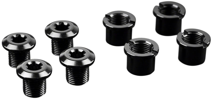 absoluteBLACK Chainring Bolt Set - Long Bolts and Nuts Set of 4 Black - The Lost Co. - Absolute Black - BOLT4L - 5110846001781 -
