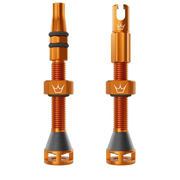 Peaty's Holeshot Fast Flow Tubeless Valves 42mm Mango Pair - The Lost Co. - Peaty's - PTV-HFF-42-MANGO - B-YE2463 -