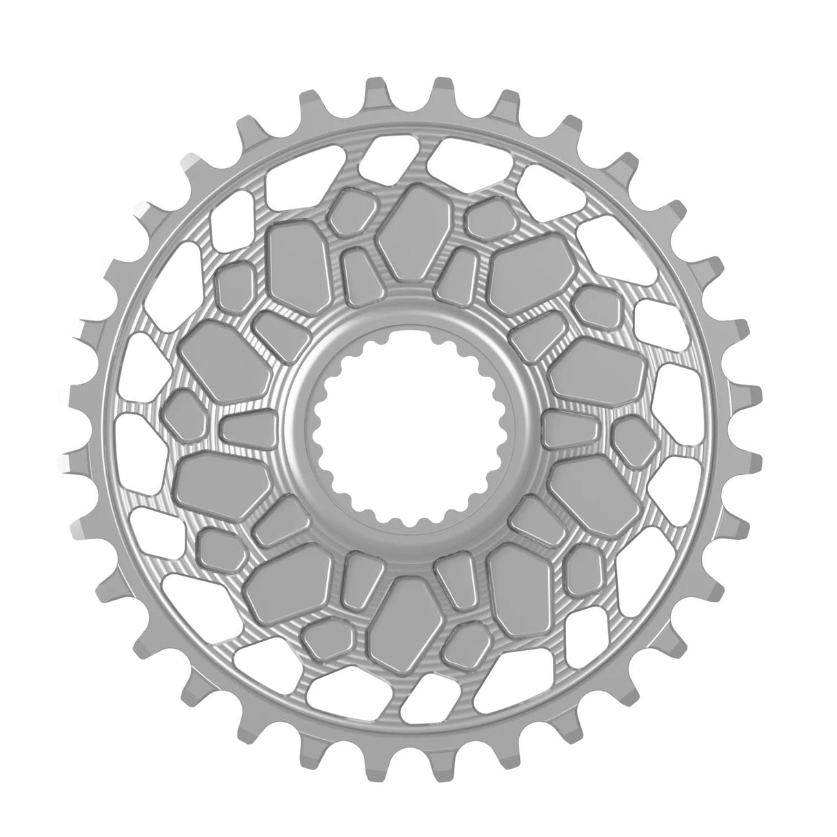Works Components GEO Chainring - 30t - Shimano DM - 3mm Offset - Silver - The Lost Co. - Works Components - WCGEOSHM-R-30-SILVER - 5061010651373 -