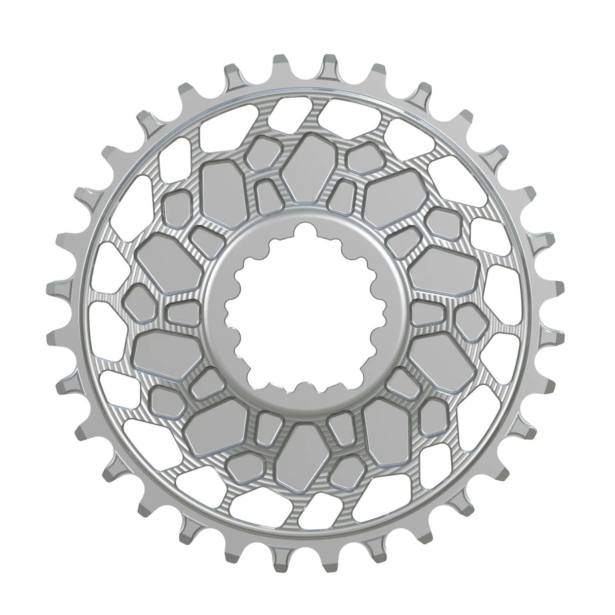 Works Components GEO Chainring - 32t - SRAM 3 - Bolt - 3mm Offset - Silver - The Lost Co. - Works Components - WCGEOSGXP-R-32-SILVE - 5061010650871 -