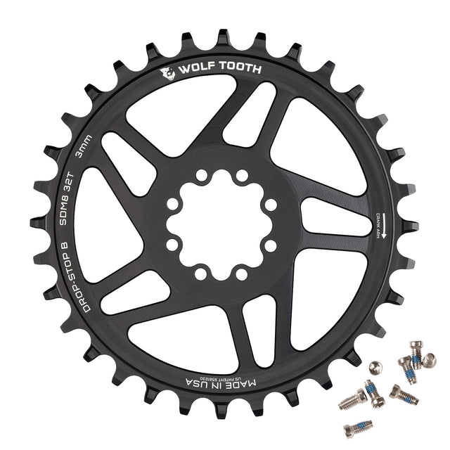 Wolf Tooth Round Chainring - 28t - SRAM 8 - Bolt Direct Mount - Drop - Stop B - 3mm Offset - Black - The Lost Co. - Wolf Tooth - SDM8 - R - B - 03P - 28 - 810159400305 - 