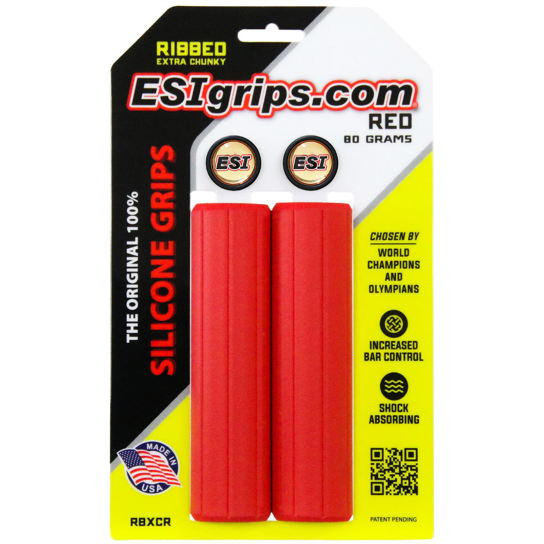 ESI MTB Ribbed Extra Chunky Silicone Grips - Red - The Lost Co. - ESI - B-EG5006 - 818113020712 - -