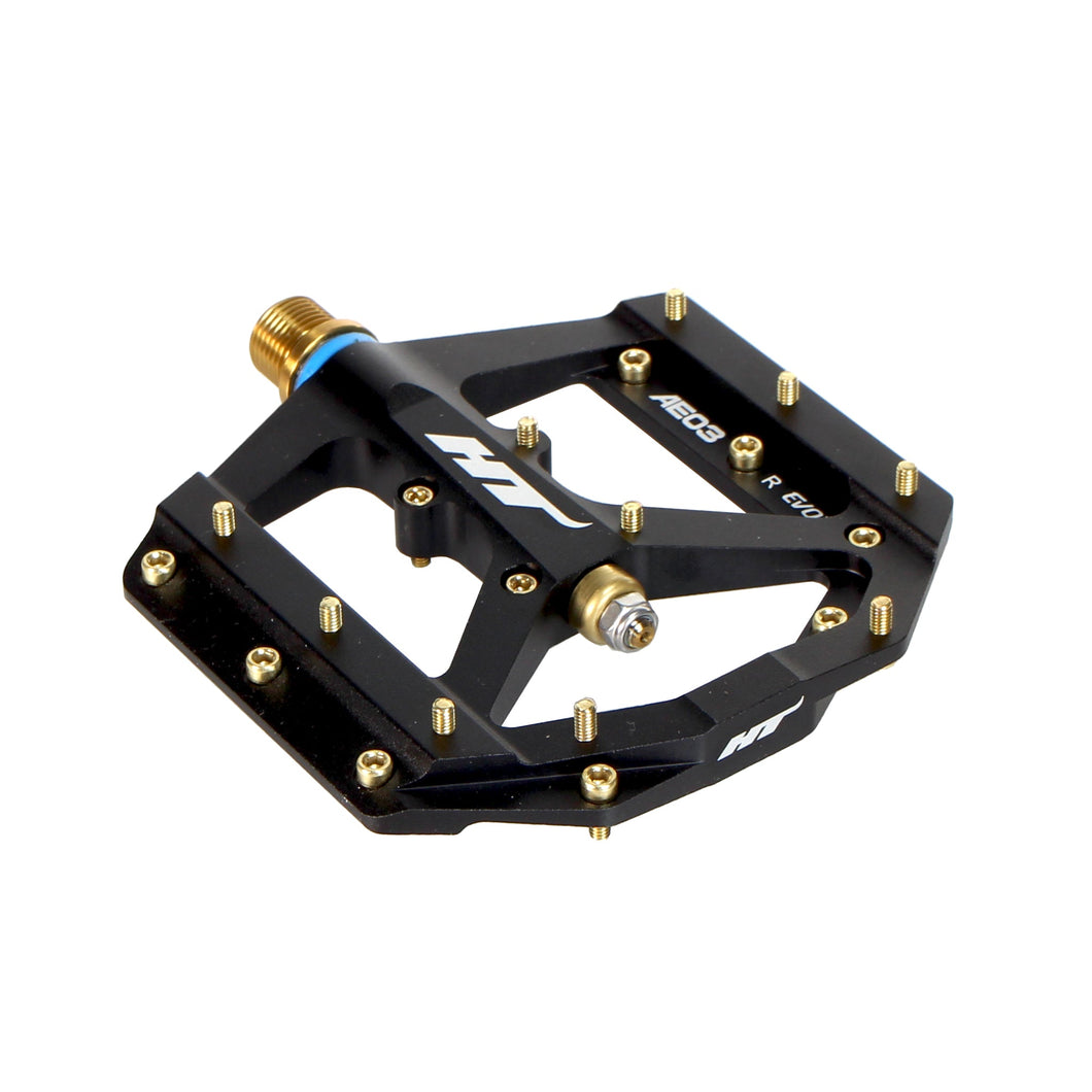 HT Pedals AE03T Evo+ Platform Pedals Ti - Black/Gold - The Lost Co. - HT Components - B-HX3340 - 4711126203690 - -