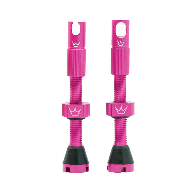 Peatys Alloy Presta Valve Stem Pair - 42mm - Punch Pink - The Lost Co. - Peaty's - B-YE2406 - 5060541582408 - -