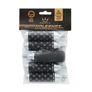 Peatys Holeshot CO2 Cartridge Refill w/Sleeve - 25g - 5 pack - The Lost Co. - Peaty's - B-YE5205 - 5060541583917 - -