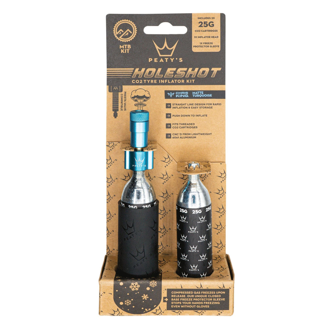 Peatys Holeshot MTB Tire Inflator Kit w/ CO2 Cartridges - Turquoise - The Lost Co. - Peaty's - B-YE5010 - 5060541583771 - -